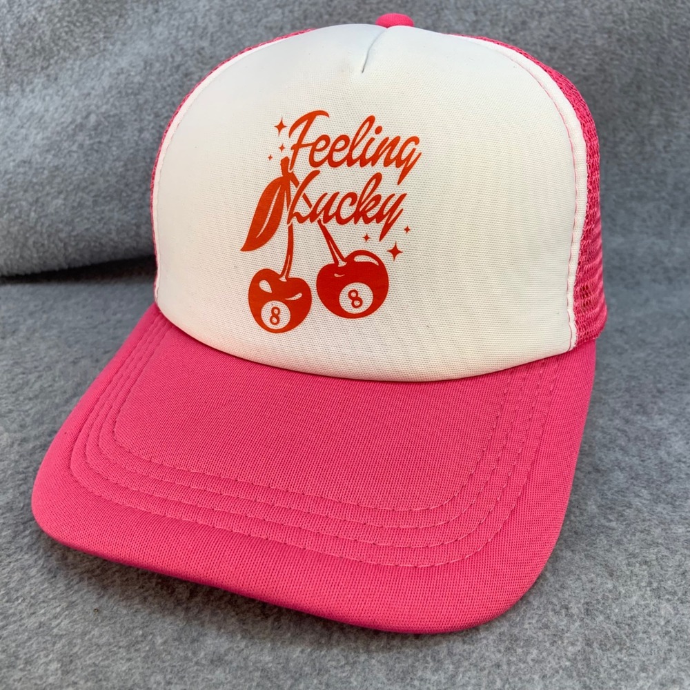 Feeling Lucky 8 Ball Cherry Women Pink Unbranded Trucker Hat Snapback OSFM
